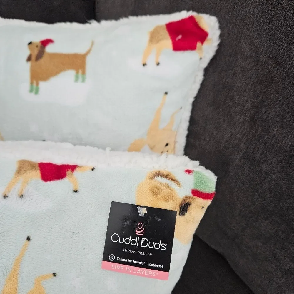 Cuddl Duds Winter Dog Print Throw Pillows Set Of 2
